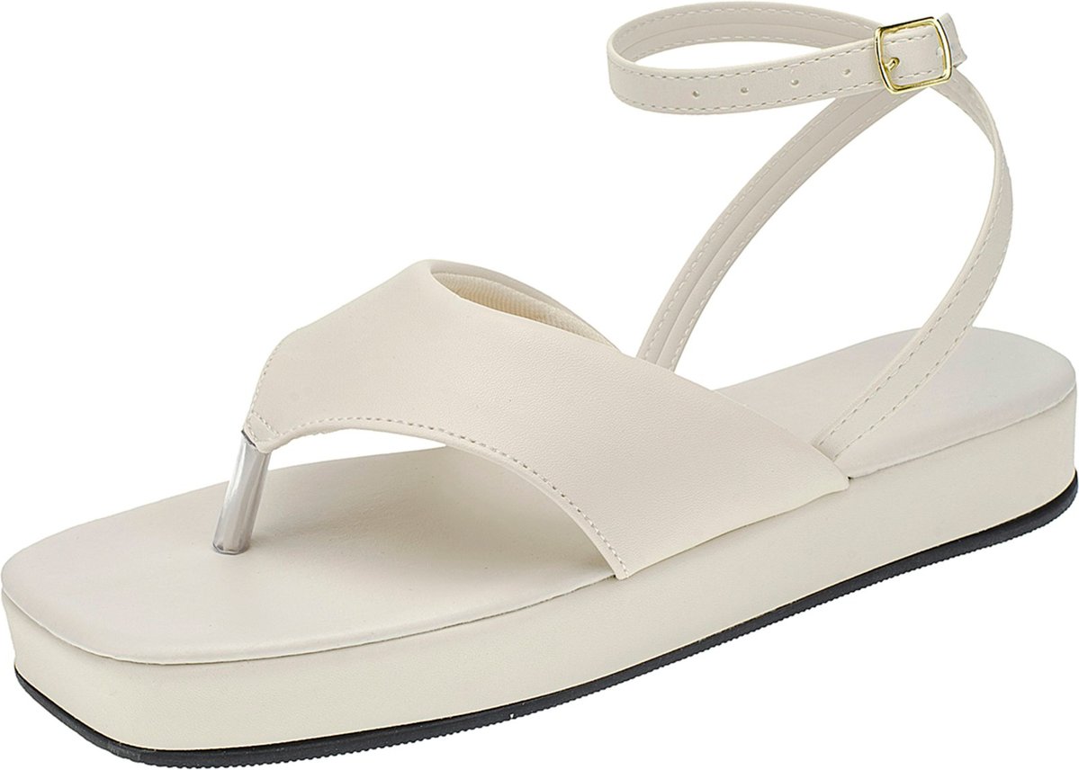 Sandalia Rasteira Maduda Feminina Flat Confortavel tamanco Sandalia Moderna Moda Plataforma Off White