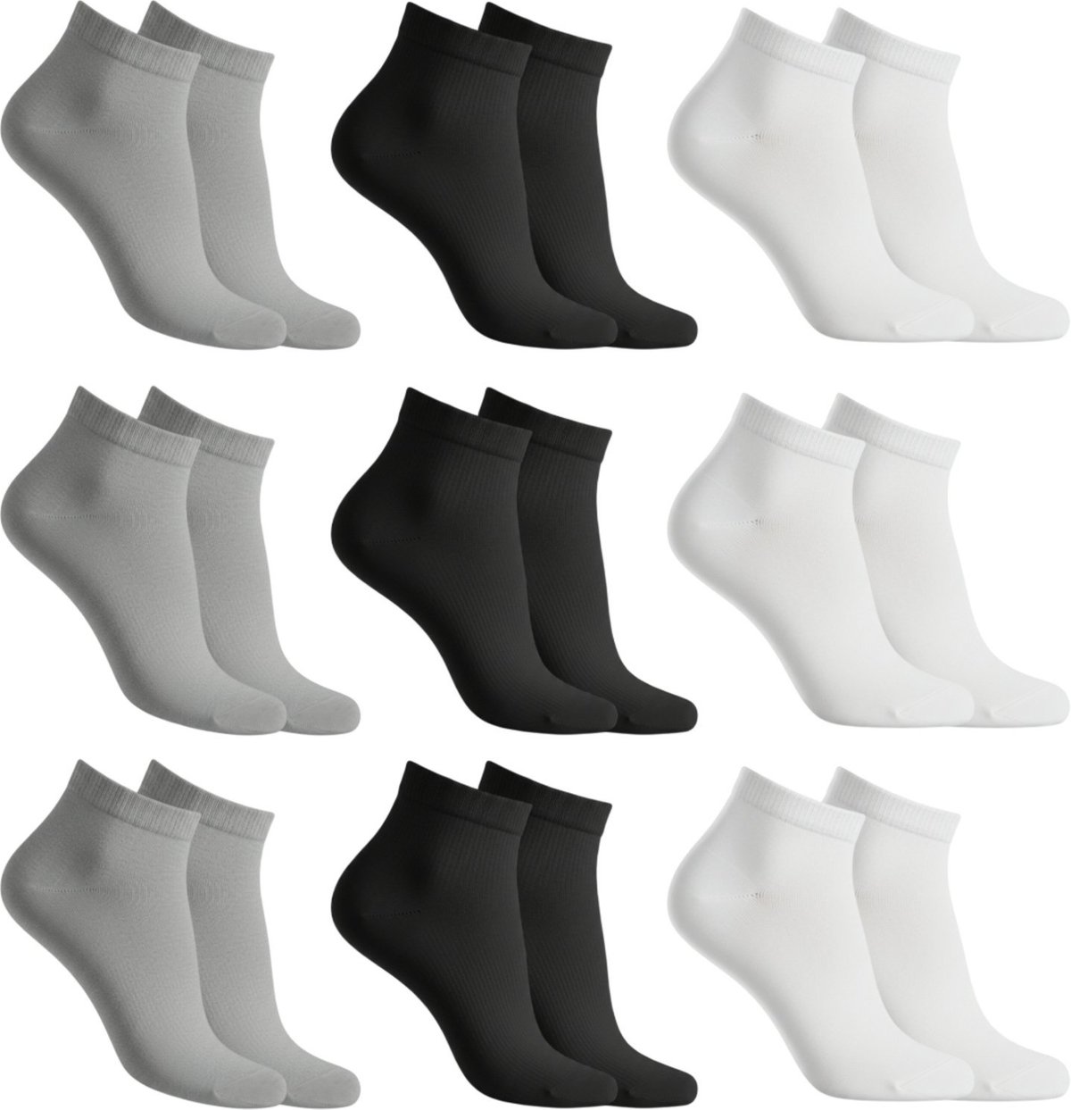 Kit 6 Pares Meias de Algodão Classic Cano Curto Casual Lisa Unissex Sortida