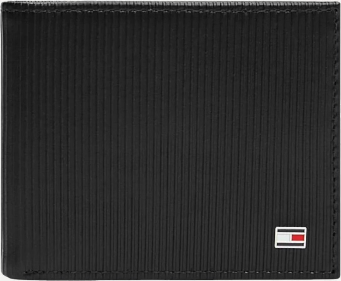 Imagem principal Carteira Tommy Hilfiger Masculina Mini Flag Textura Vertical Preta preto Tommy Hilfiger preto