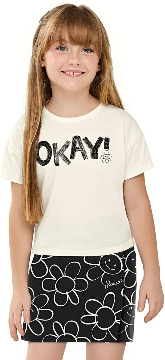 Imagem principal Infantil - Conjunto Menina Blusa e Short Saia Floral Elian bege Elian bege