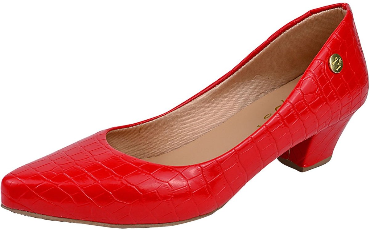 Scarpin Feminino Tradicional Bico Fino Salto Grosso