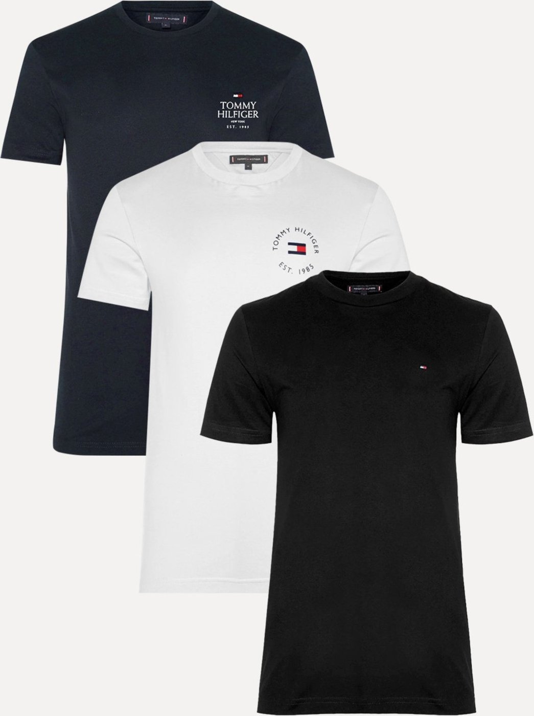 Imagem principal Kit Camisetas Tommy Hilfiger Masculinas Preta/Branca/Marinho 3UN preto Tommy Hilfiger preto