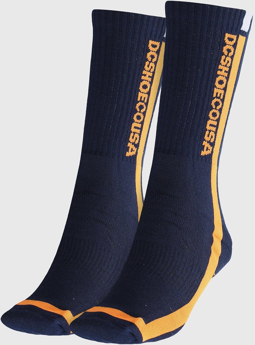 Meia Canelada DC Shoes Cano Alto Logo Azul-Marinho