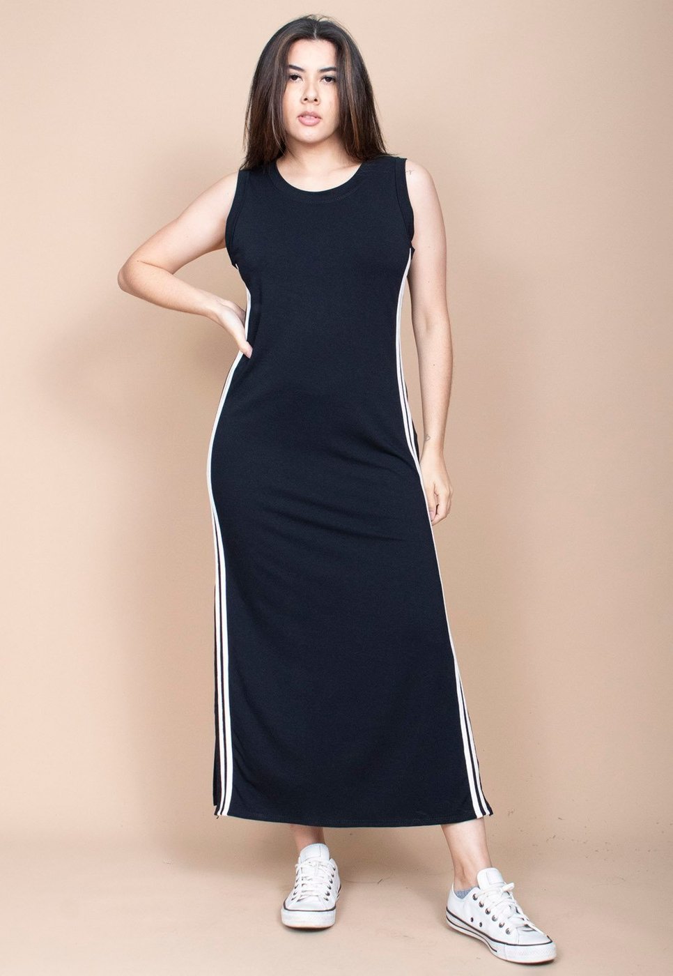 Vestido Cabanafree Midi Fenda Lateral Track Dress