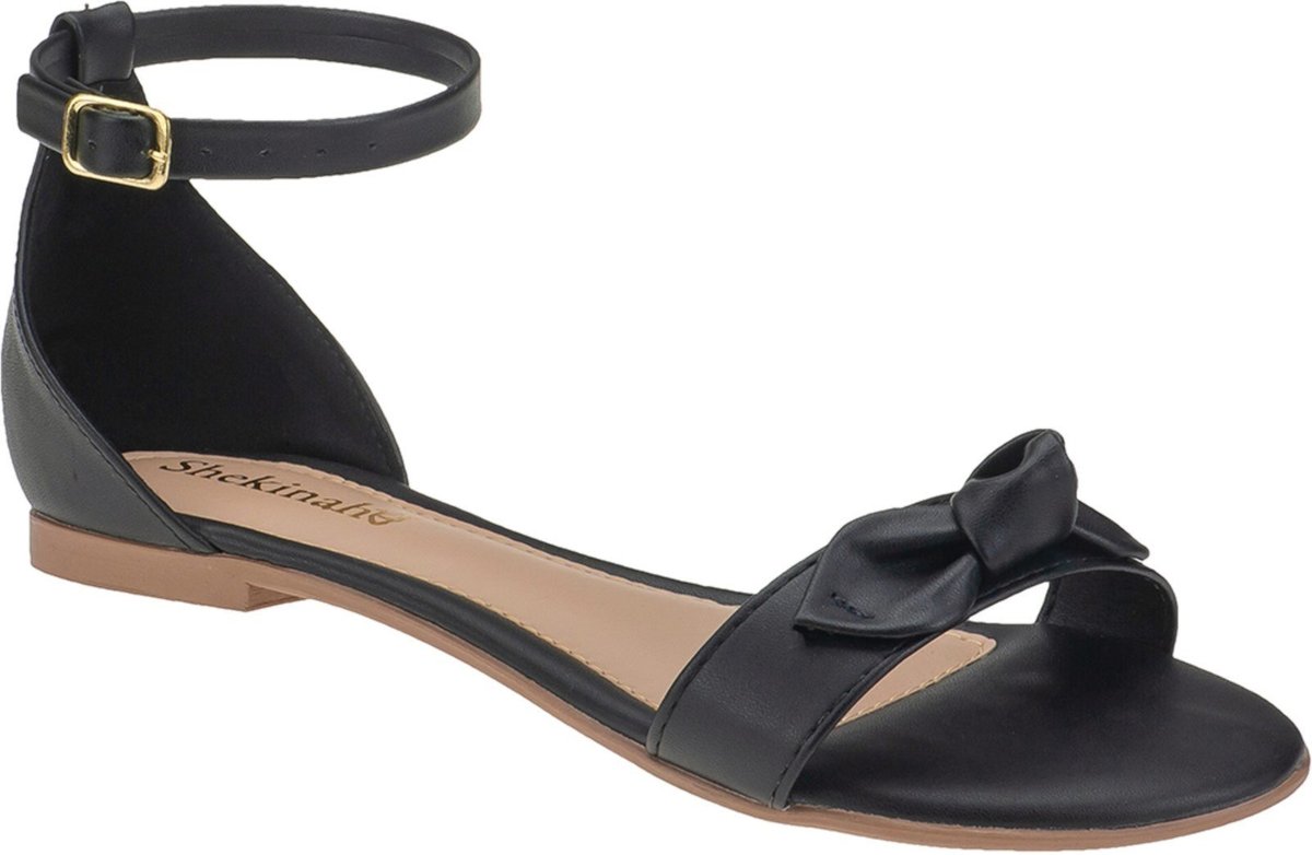 Imagem principal Sandália Rasteira Shekinah Rasteirinha Confortável com Laço preto Shekinah preto