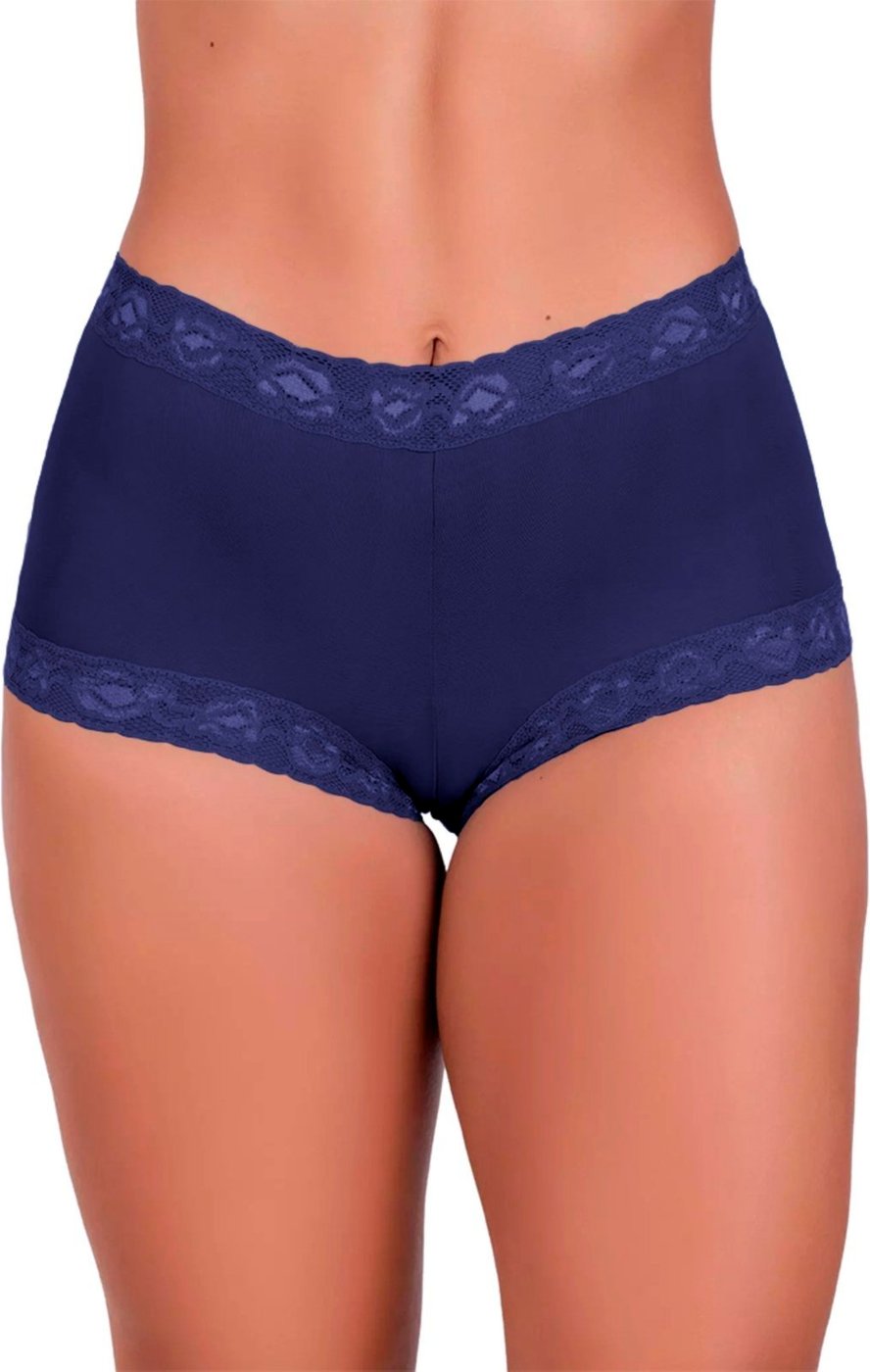 Imagem principal Tanga Gabi Lingerie Shortinho Poliamida Cintura Alta Detalhes em Renda Sensual Marinho azul marinho Gabi Lingerie azul marinho