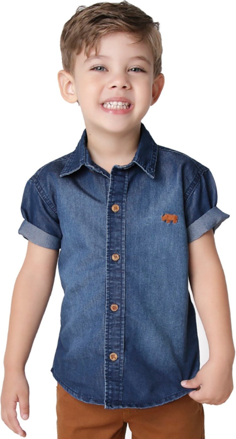 Infantil - Camisa Look Jeans Tradicional Jeans