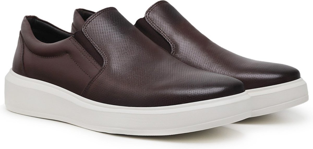 Tenis casual masculino de couro, modelo 3100 milano cafe