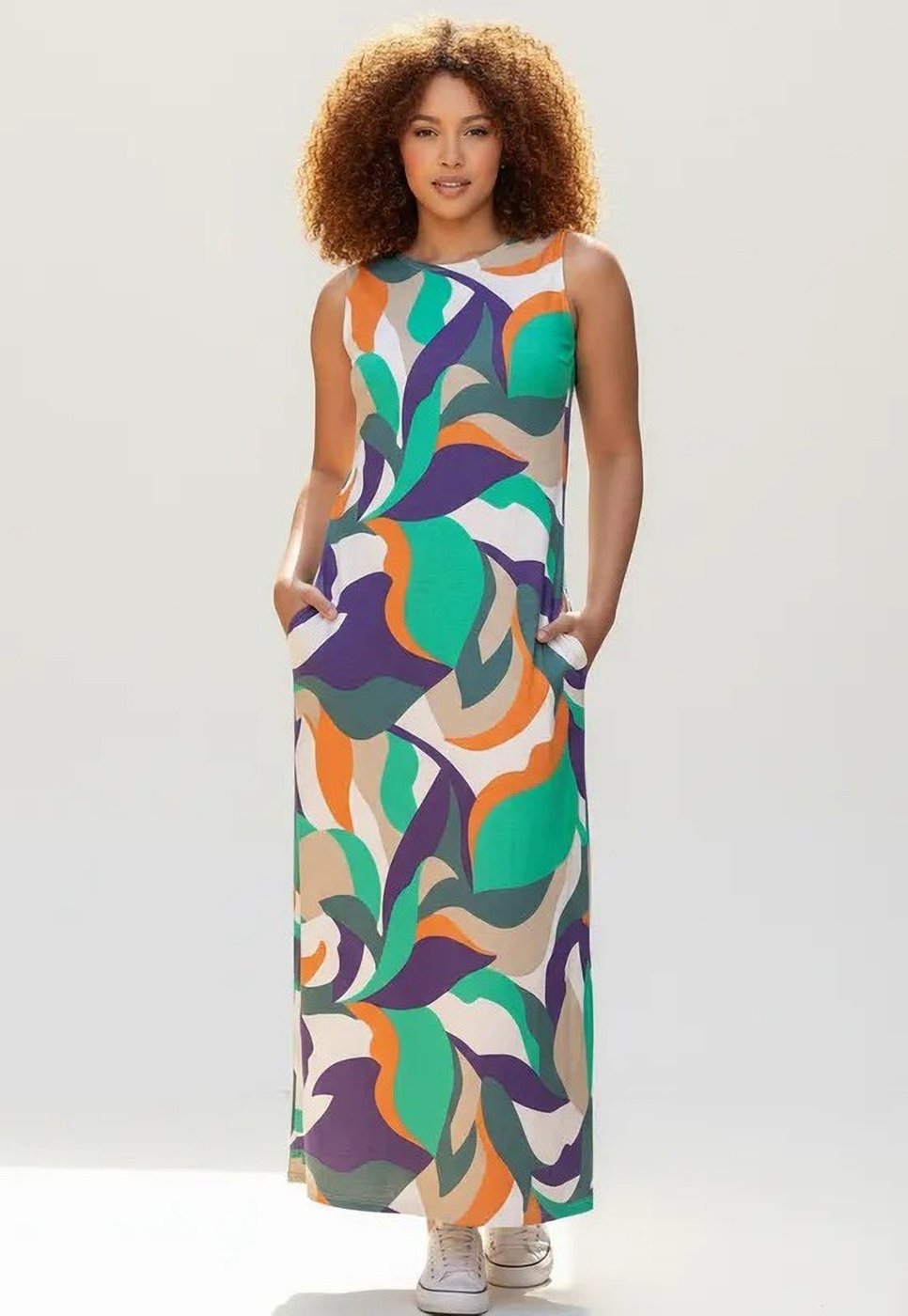 Vestido CabanaFree Longo Plano com Bolso Estampa Brisa do Mar