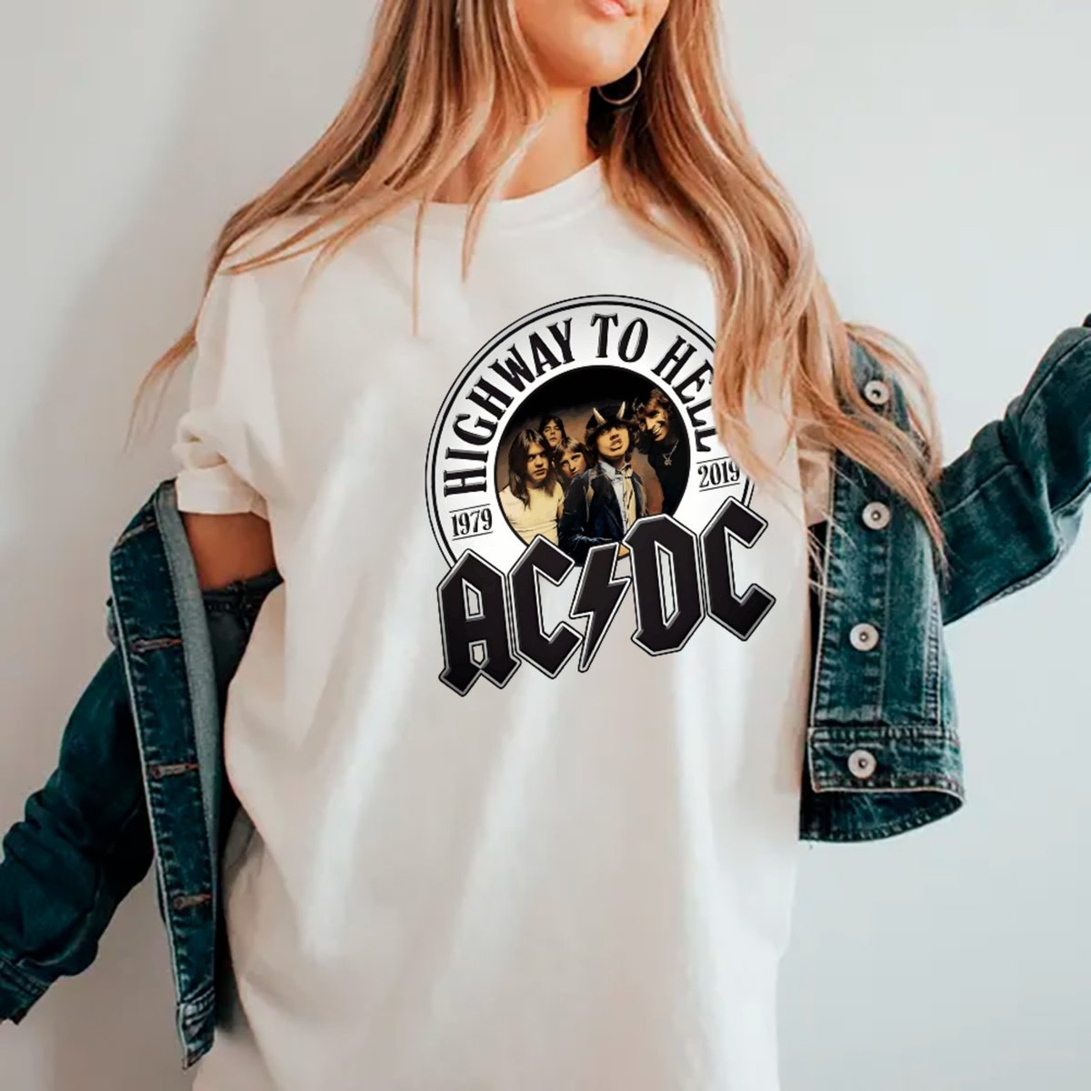 Imagem principal Camiseta Ousy Básica AC DC Highway To Hell Estilo Vintage Unissex branco ousy branco