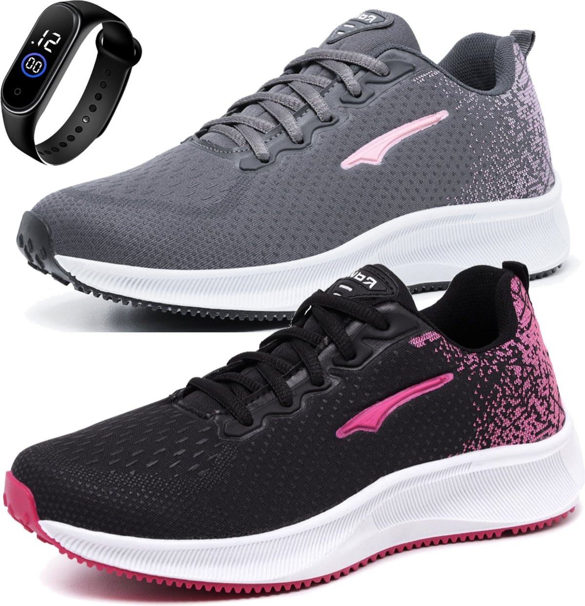 Imagem principal Kit 2 Pares Tenis Feminino Academia Caminhada Confortável Treino Leve e + Relógio Yes Basic branco/preto Yes Basic branco/preto