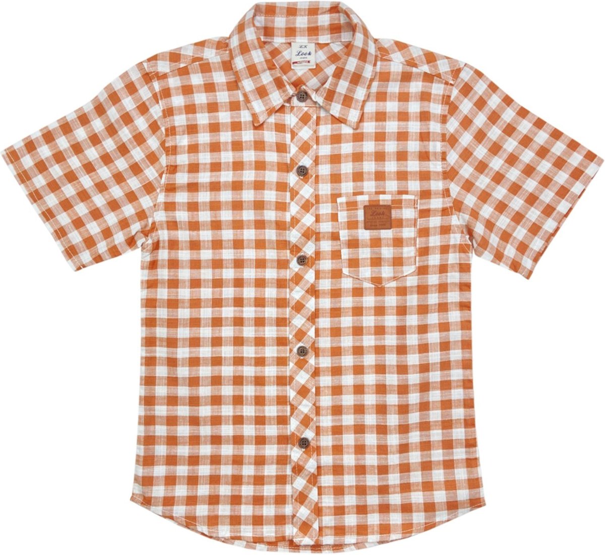 Infantil - Camisa Juvenil Look Jeans Xadrez Laranja