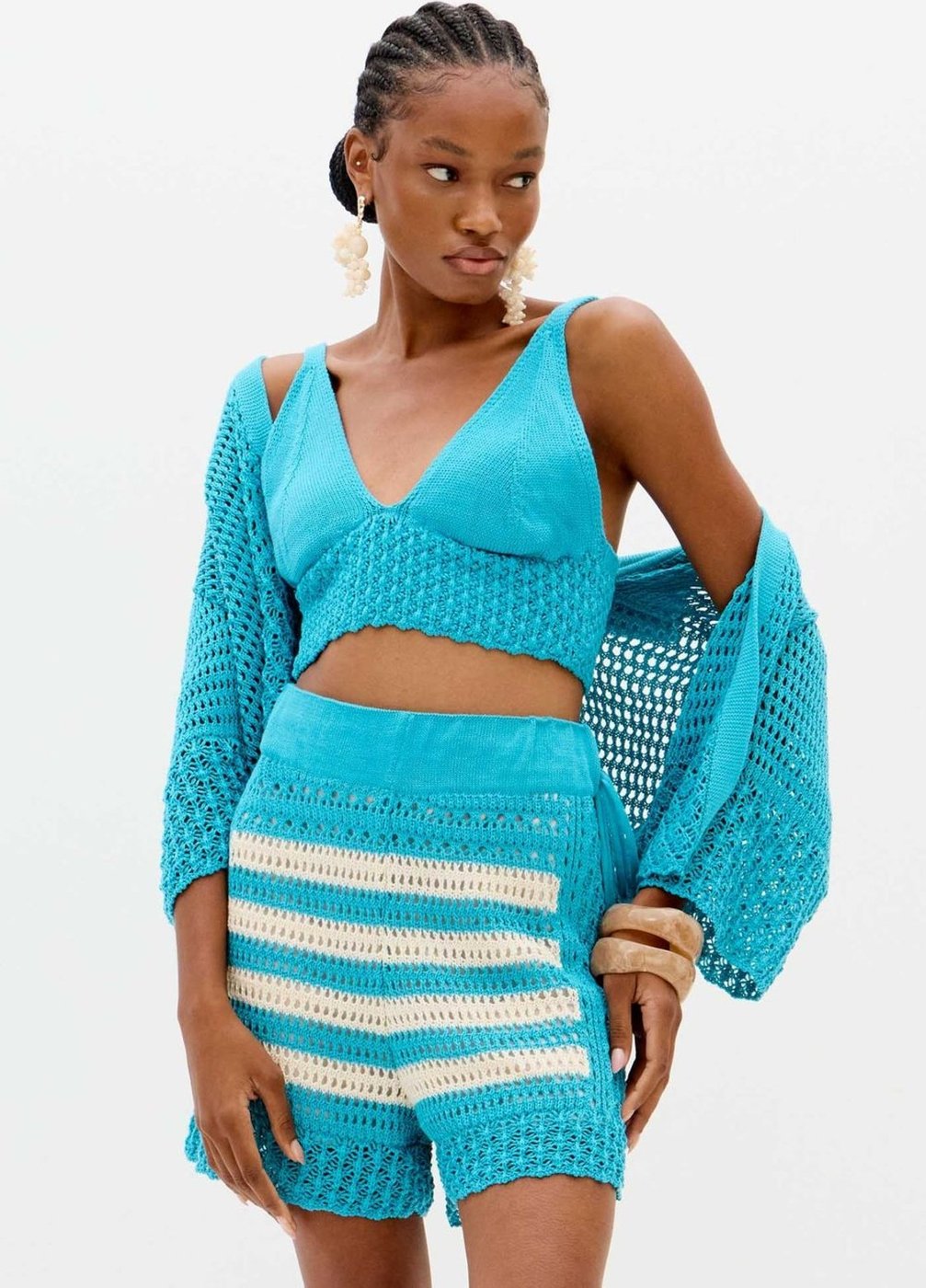 Imagem principal Top Tricô De Alças Decote V Lança Perfume azul Lança Perfume azul