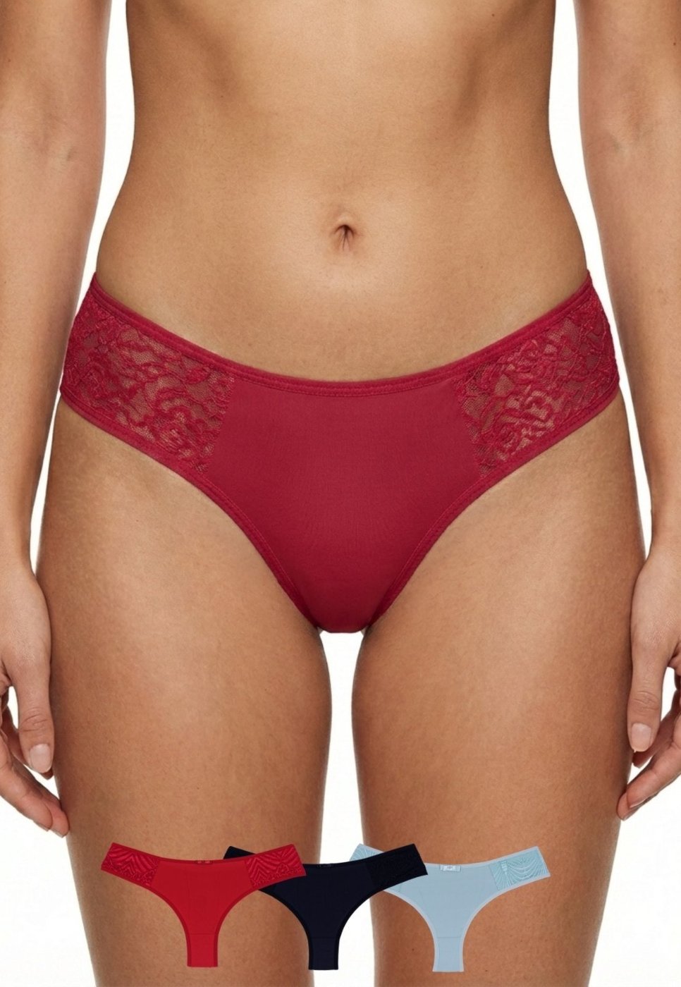 Imagem principal Kit 3 Calcinhas Charme Fio Duplo Microfibra Premium com Renda Concept Lingerie multicolorido Concept Lingerie multicolorido