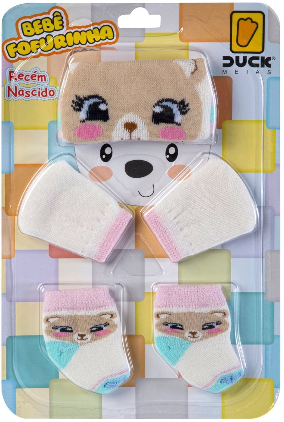 Imagem principal Infantil - Conjunto Enxoval Toca Luva E Meia Recem Nascido Meninas Angipé branco/marrom Angipé branco/marrom