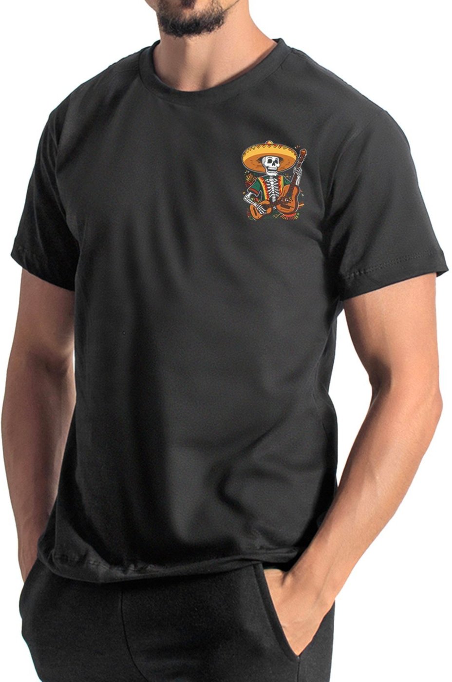 Camisa Masculina Algodão Camiseta Estampada Casual Mexicano