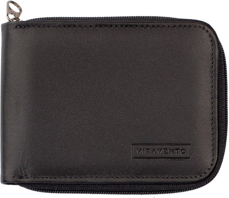 Imagem principal Carteira masculina de couro italiano com zíper Ryan 9,5x12cm - Preta Vira Vento café Vira Vento café