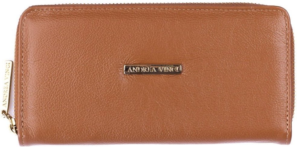 Imagem principal Carteira feminina de couro liso Bonny 10x19cm Andrea Vinci caramelo Andrea Vinci caramelo