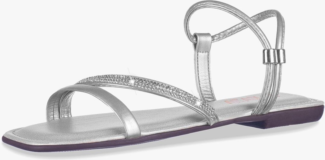 Imagem principal Sandália Rasteira Feminina Flat Tira Cristal com Strass Brilho Moda Verão Ortopédica Confortável TAKATA BY RAFAEL TAKATA prata TAKATA BY RAFAEL TAKATA prata