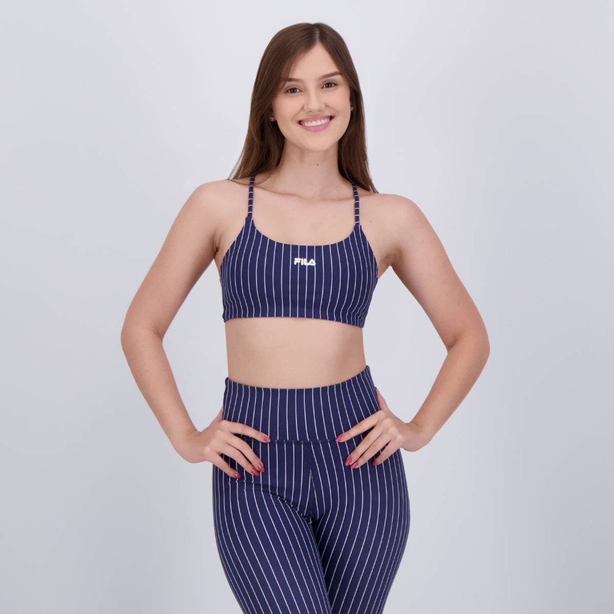 Imagem principal Top Fila Sports Pinstripes Flow Feminino azul marinho Fila azul marinho