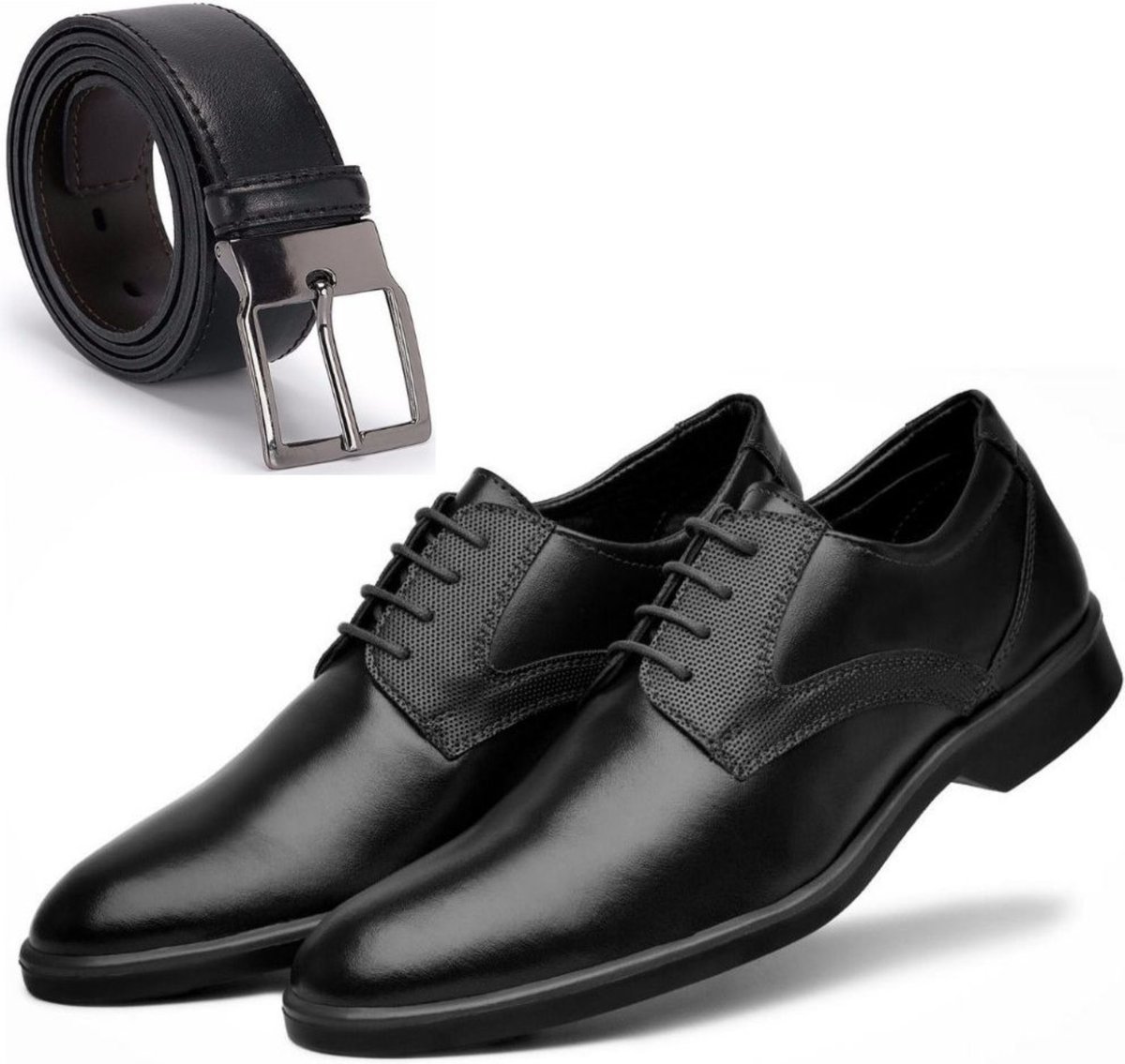 Kit Sapato Social Casual Oxford com Cadarço + Cinto Social Dupla Face