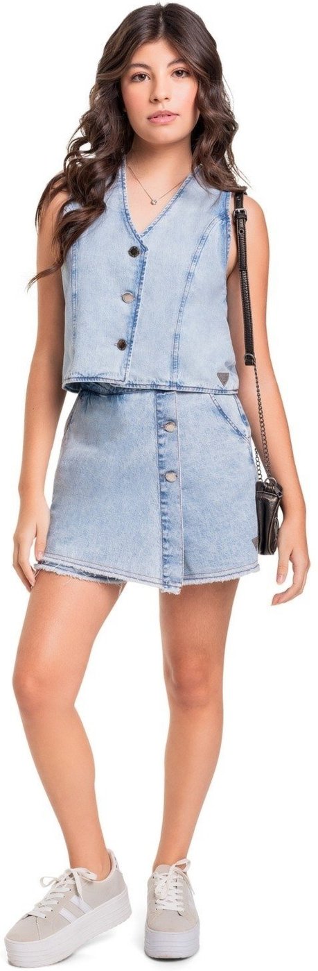 Infantil - Colete Cropped Jeans Juvenil Gloss