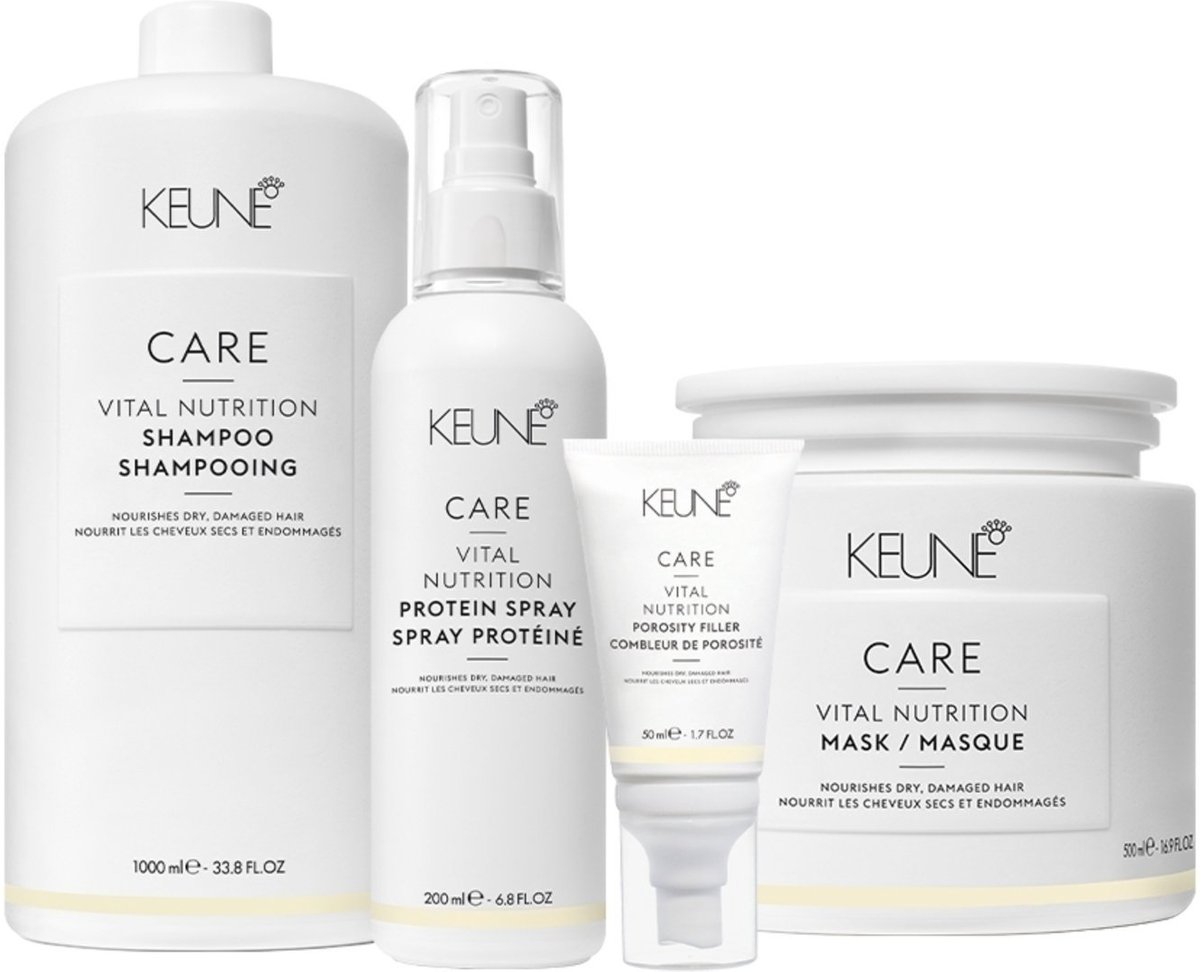 Kit Keune Care Vital Nutrition Shampoo Litro Mask Protein Porosity Filler (4 produtos)