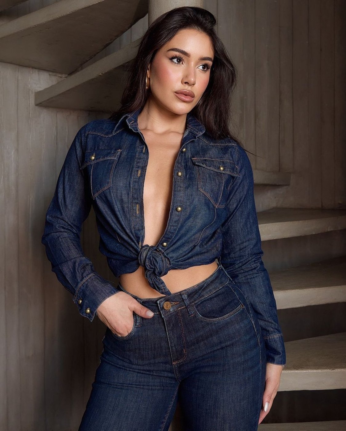 Camisa Jeans Feminina Básica 23812 Amaciado