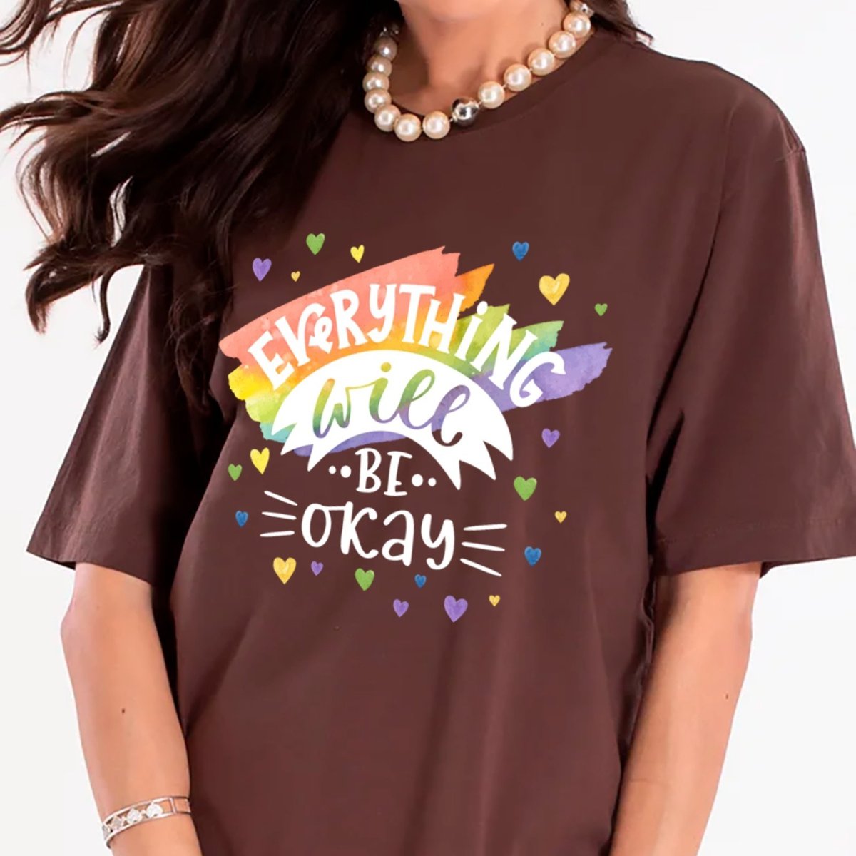 Imagem principal Camiseta Ousy Everything Will Be Okay Oversized Feminina marrom ousy marrom