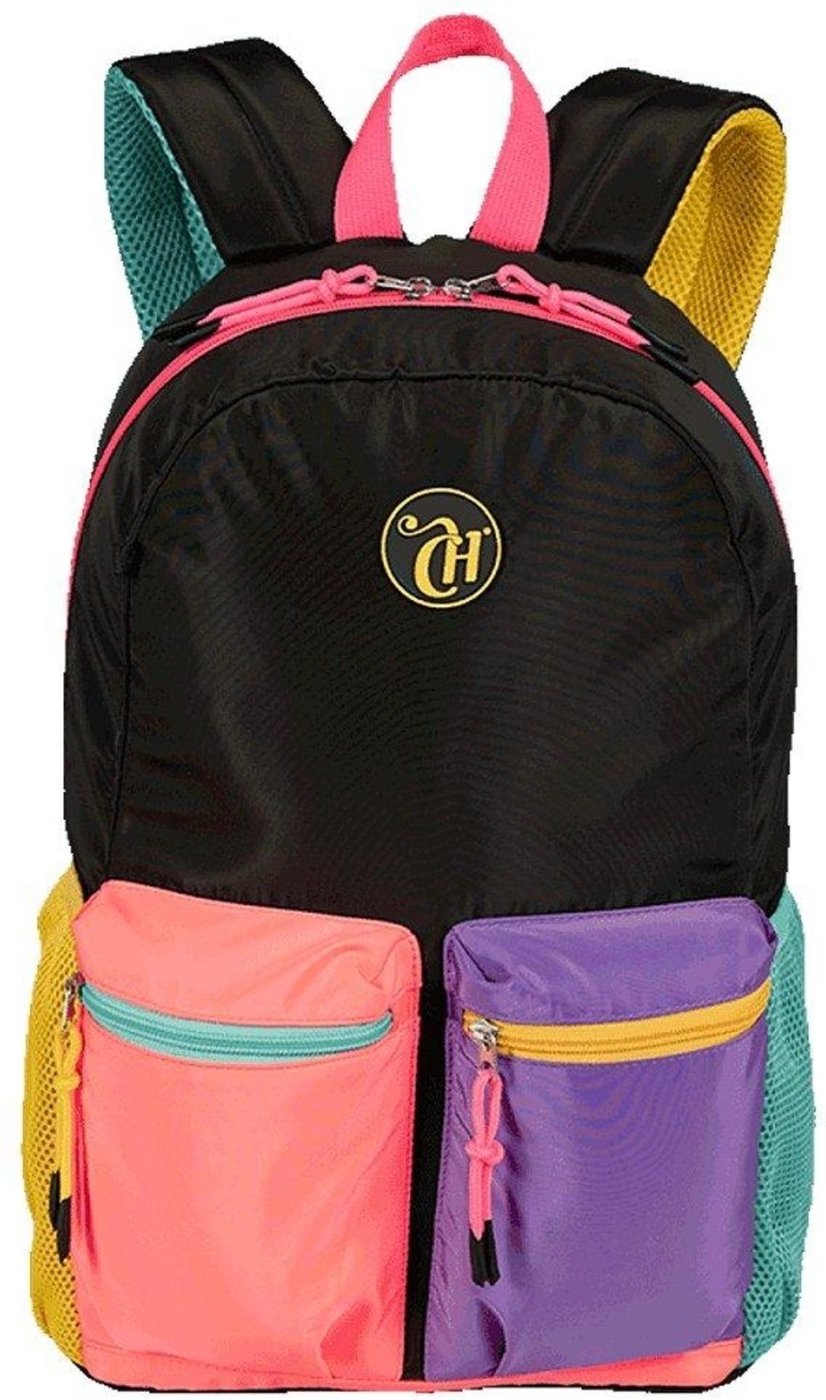 Infantil - Mochila Sestini Grande Capricho Contrast Preto e Rosa
