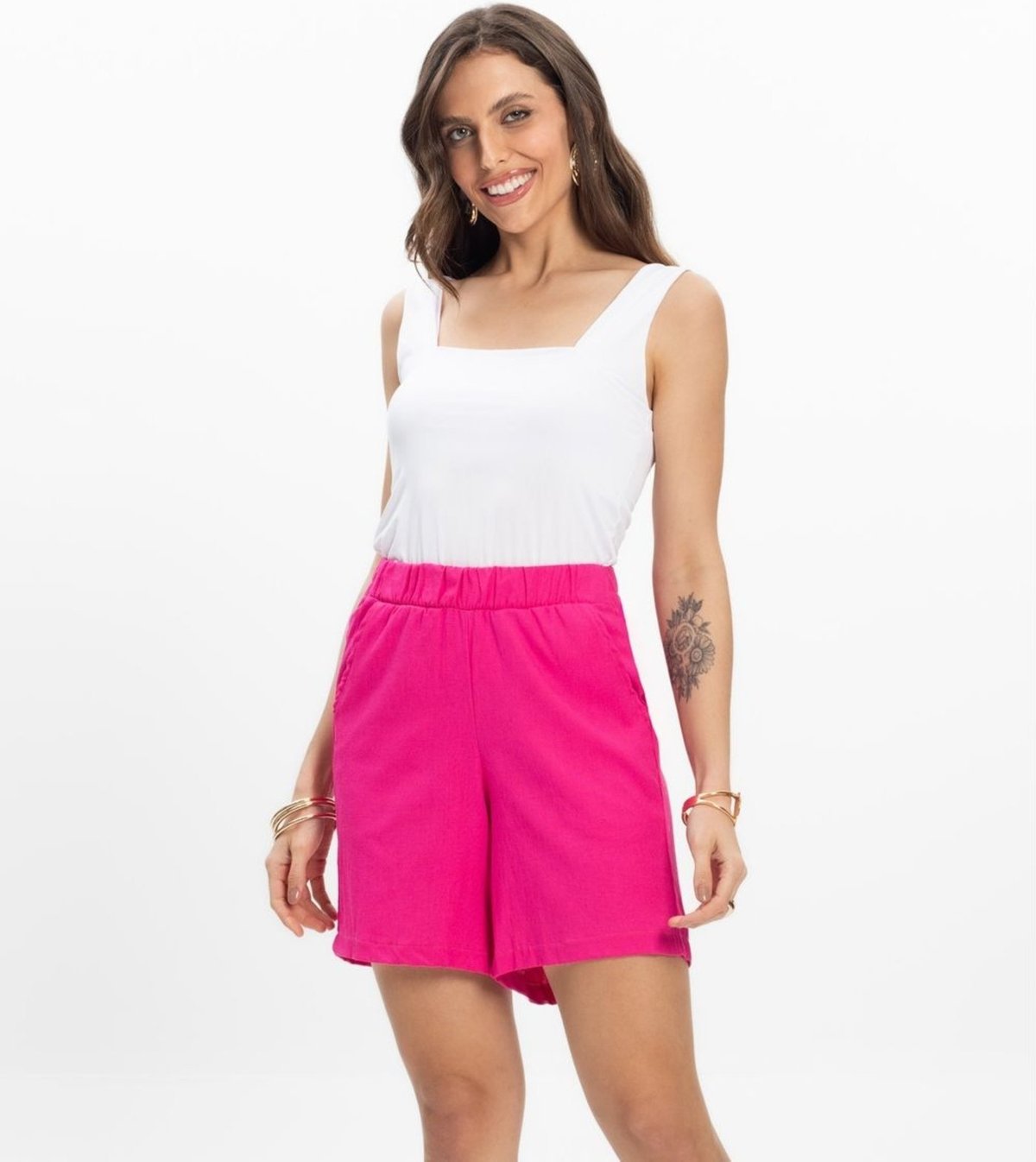 Imagem principal Bermuda Feminina Tecido Linho Rovitex INFINITA COR azul INFINITA COR azul