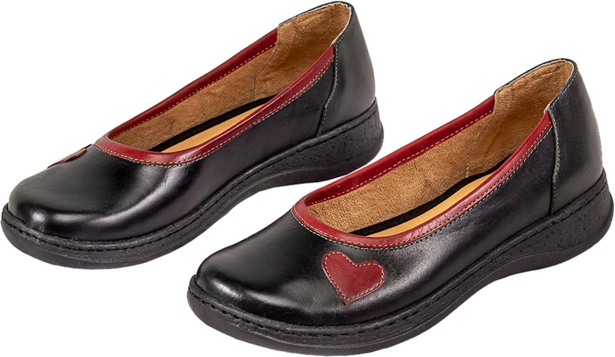 Sapatilha BaixoBico Redondo Couro Conforto e Vermelho