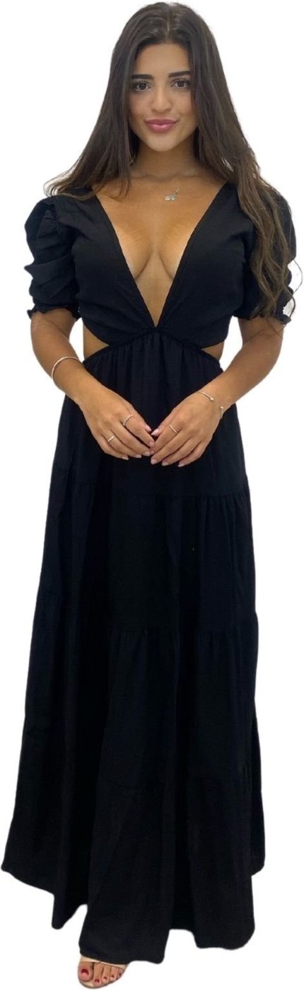 Vestido Manu Abertura Viscose Manga Curta