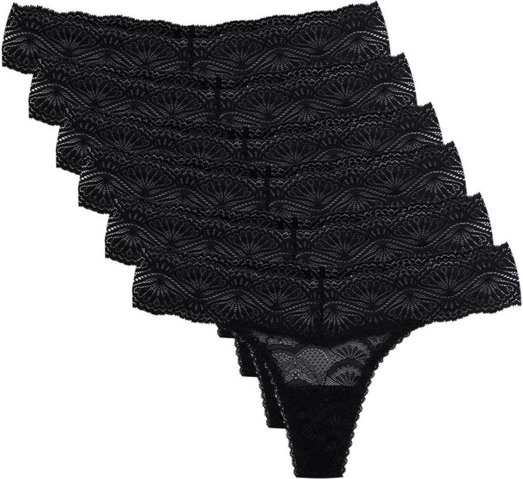 Kit 6 Calcinhas Fio Renda Shiny Love Preto