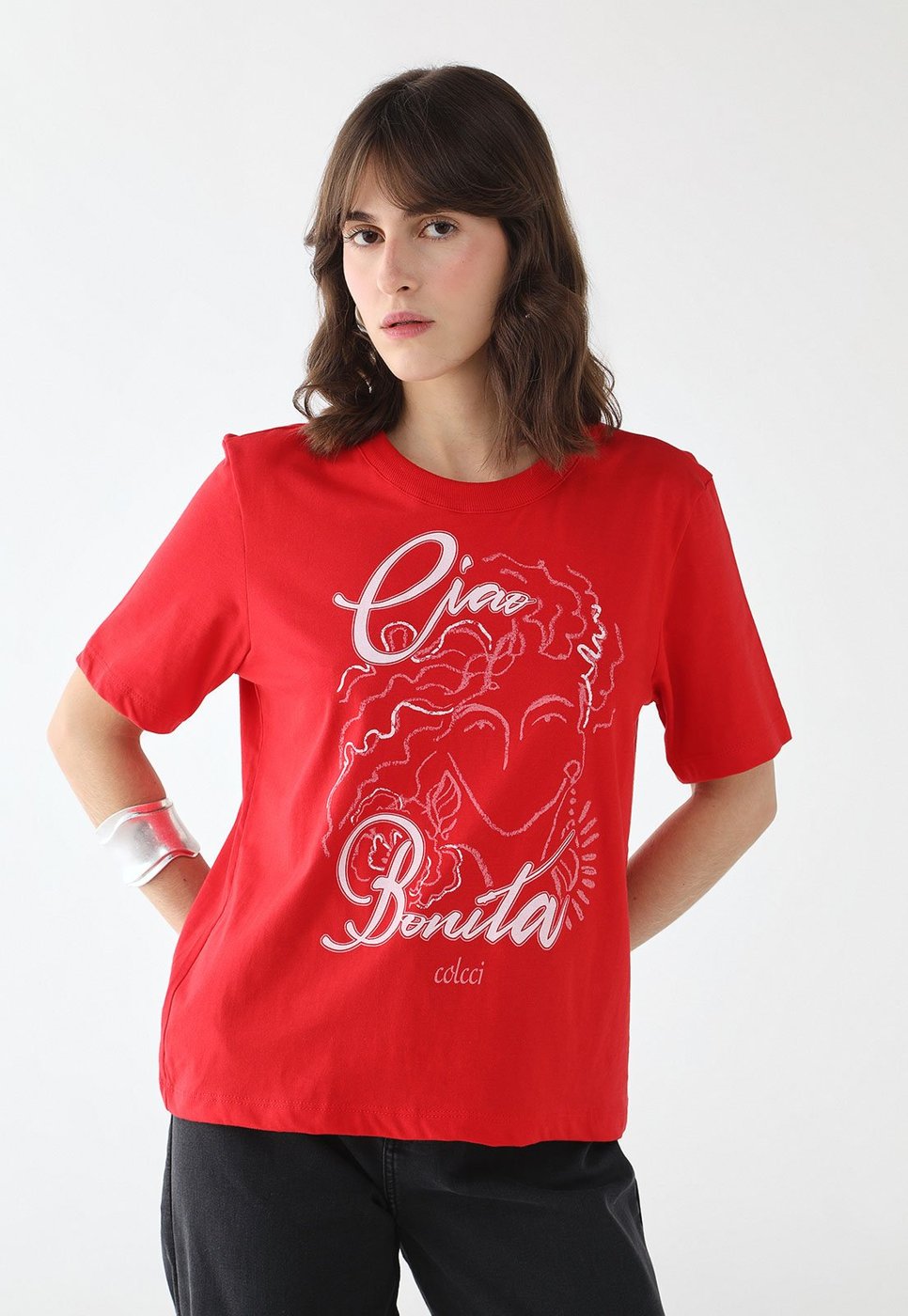 Imagem principal Camiseta Feminina Colcci Estampa Ciao Bonita Vermelha vermelho Colcci vermelho