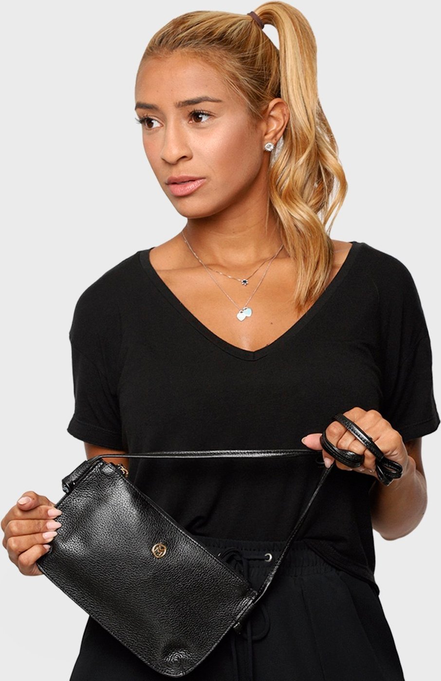 Bolsa Transversal Couro Mariart 201MRT Preta