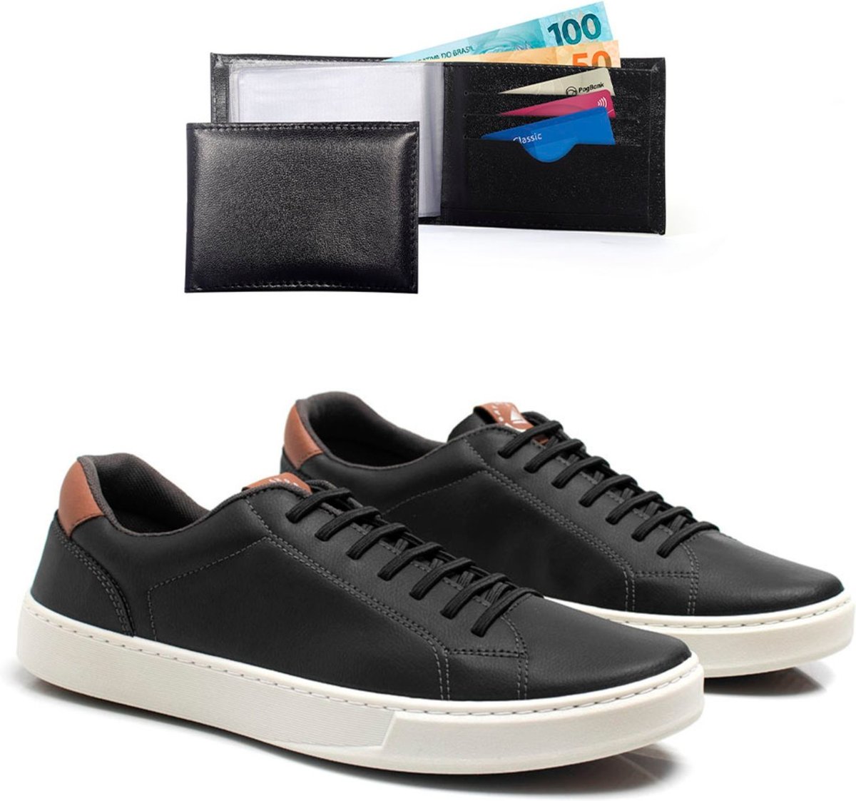 Imagem principal Tenis Casual Masculino Com Carteira Bredeni Sapatenis De Amarrar Confortavel azul marinho BREDENI azul marinho