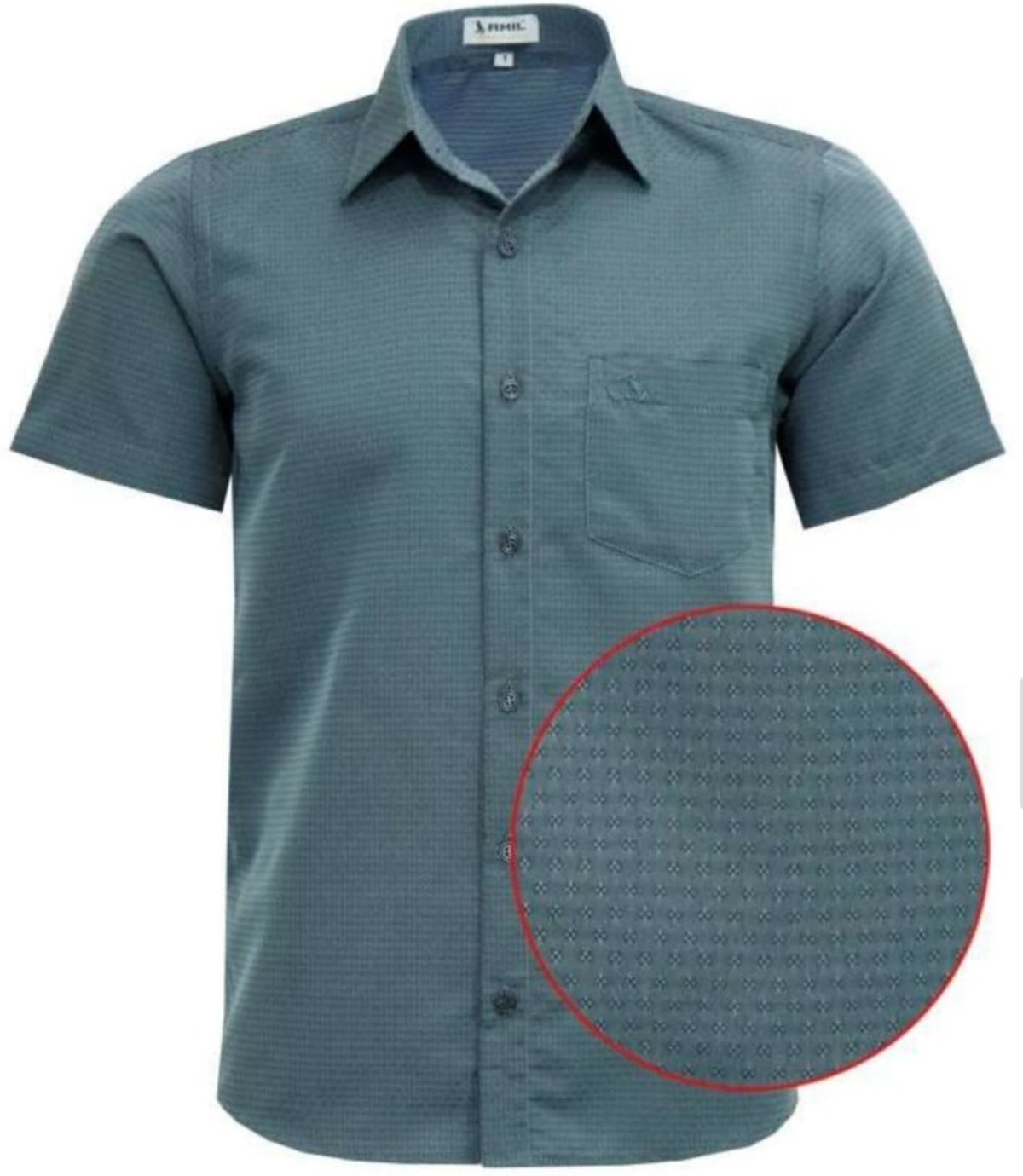 Imagem principal Camisa Casual Amil Comfort Udine Com bolso Poliéster Macia Manga Curta cinza cinza
