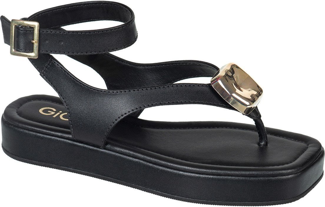 Imagem principal Sandália Feminina GiGiL Tiras de Dedo Flatform Baixa Detalhe Metalizado Ajuste Fivela no Tornozelo preto Gigil preto
