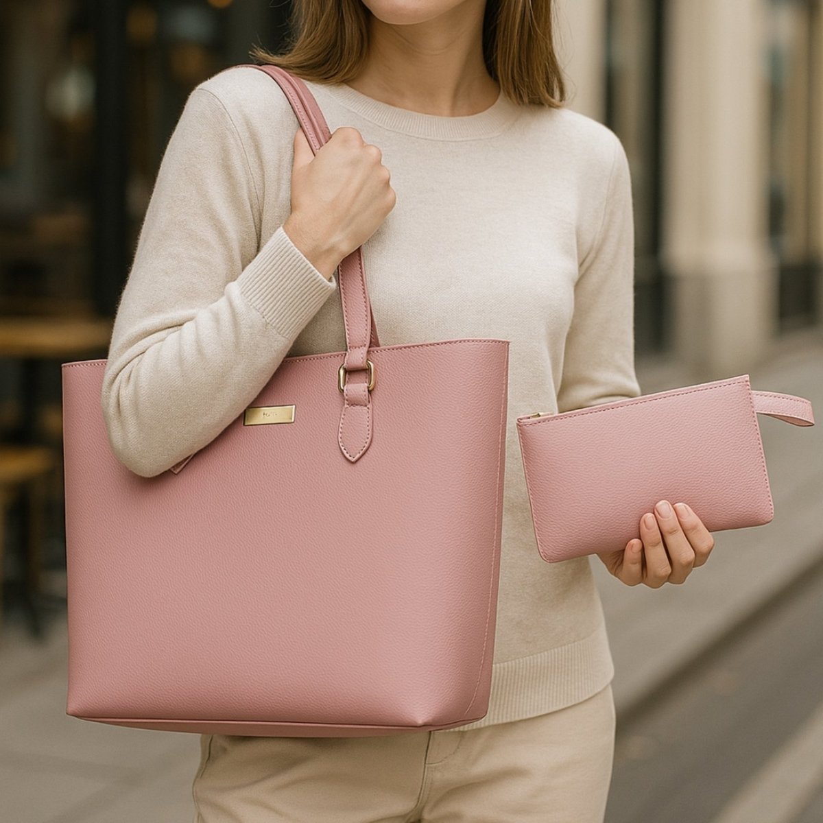 Imagem principal Bolsa Feminina Shopper Com Alça De Ombro Reforçada Metais Premium E Nécessaire WILLIBAGS rosa WILLIBAGS rosa