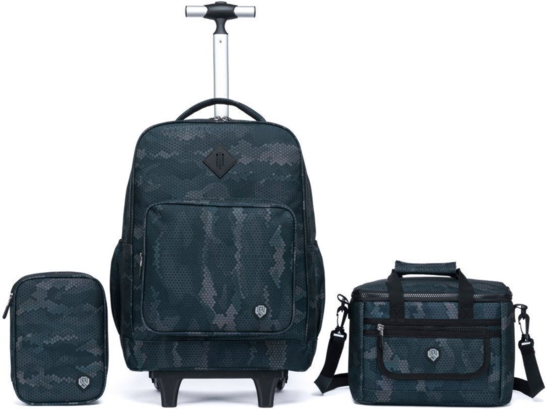 Imagem principal Infantil - Kit Mochila de Rodinha Escolar Estojo Box Lancheira Térmica Espaçosa Juvenil Swissport azul Swissport azul