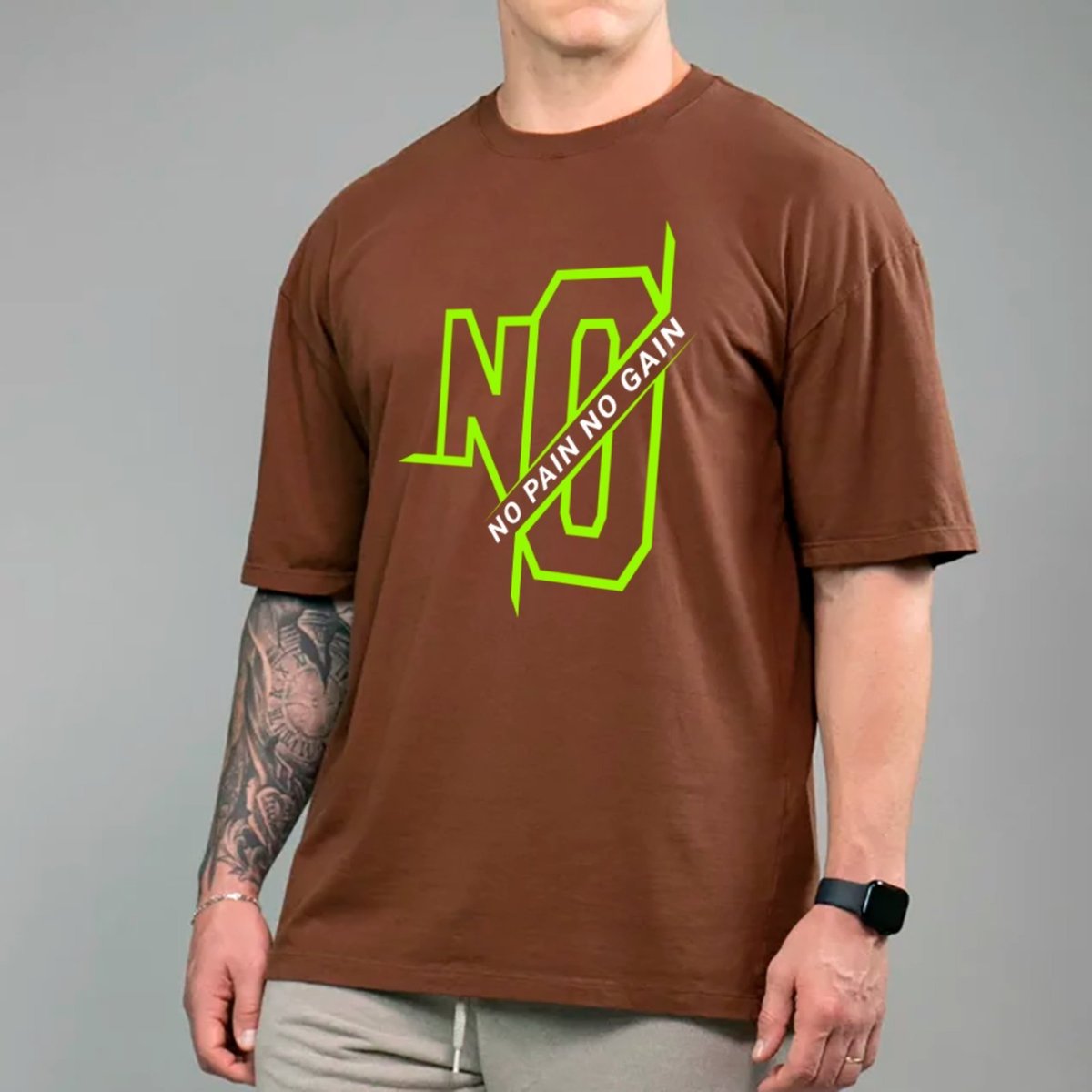 Imagem principal Camiseta Ousy No Pain No Gain Academia Oversized Unissex marrom ousy marrom