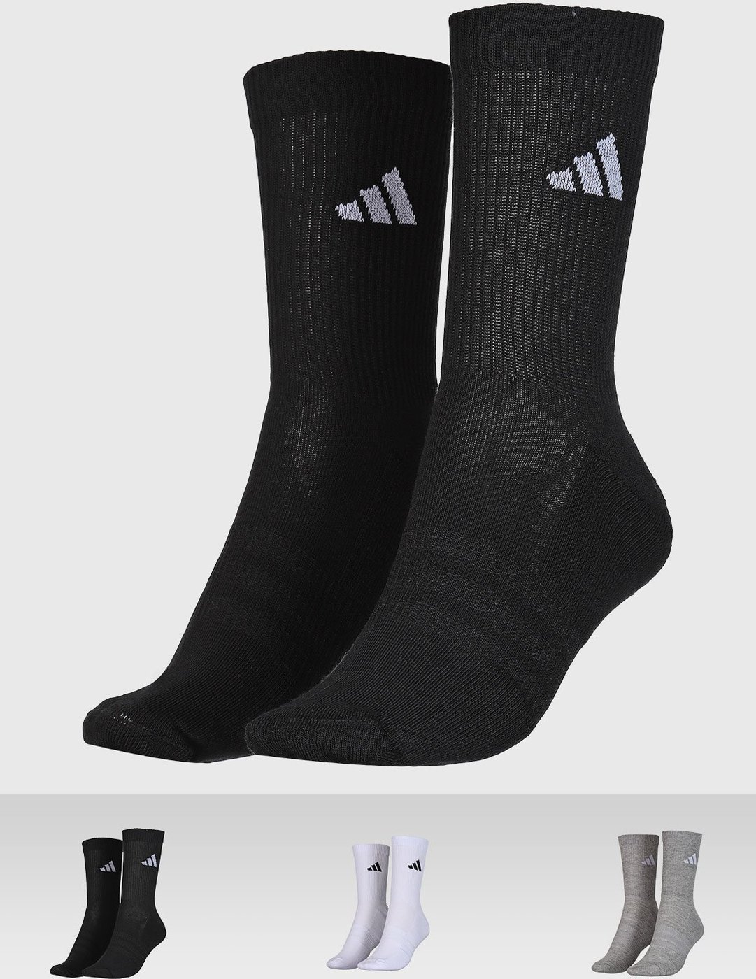 Kit 3 Pares de Meias Meia Unissex Adidas Performance Cano Médio Preta