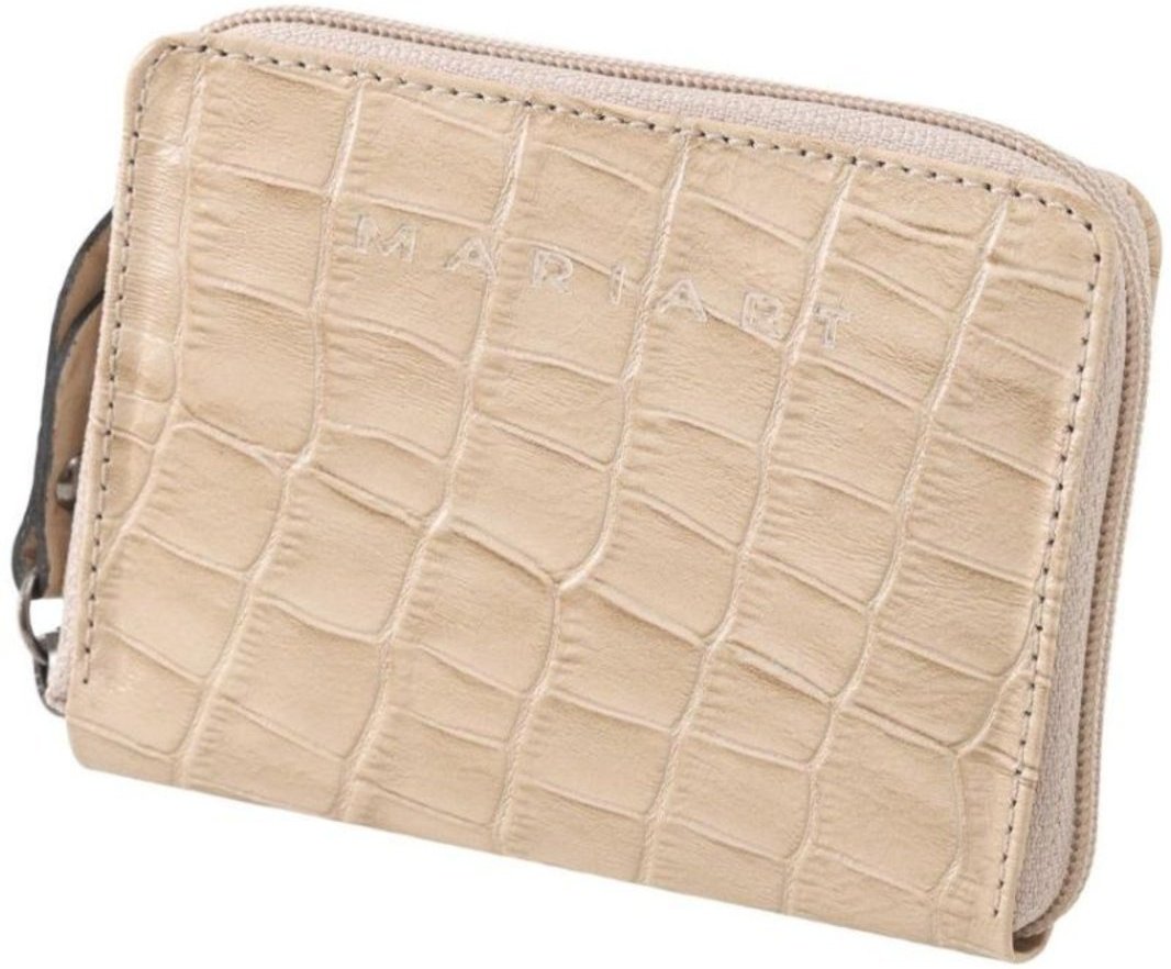 Carteira Pequena Mariart Em Couro Zíper Vanilha Croco 643