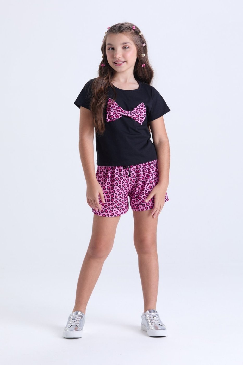 Imagem principal Infantil - Conjunto de Verão Menina Laço Oncinha VIDA COSTEIRA bege VIDA COSTEIRA bege