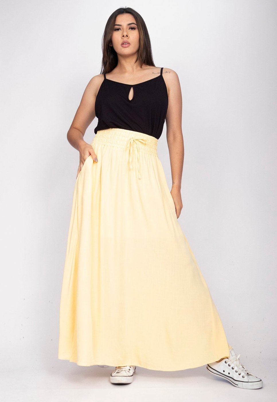 Saia Longa Amazonia Vital Viscose Amarela