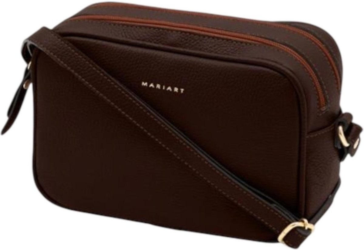 Bolsa Feminina Transversal Couro Mariart Cajuína Chocolate