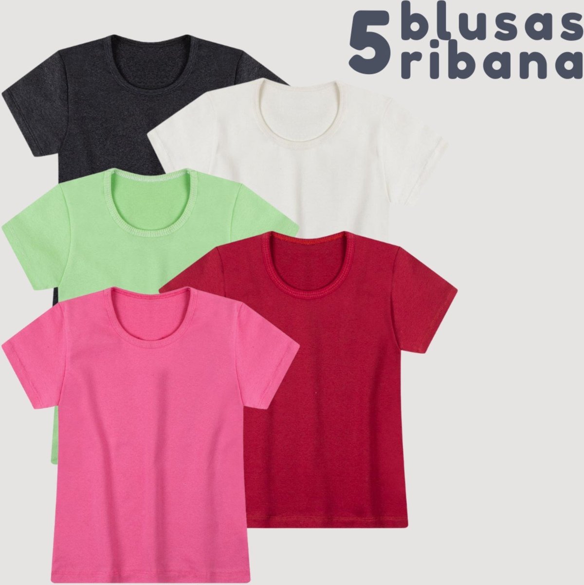 Imagem principal Infantil - Kit 5 Blusas Menina Ribana - 4 ao Alemara multicolorido Alemara multicolorido