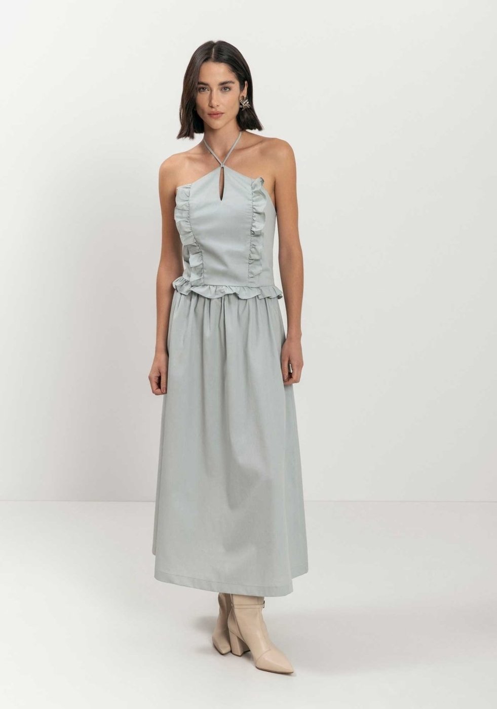 Imagem principal Blusa Curta Frente Única Com Babados E Recorte Lez a Lez cinza Lez a Lez cinza