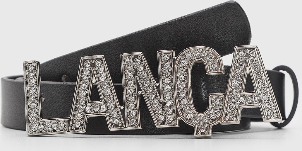 Cinto Feminino Lança Perfume Fivela Lettering Pedrarias